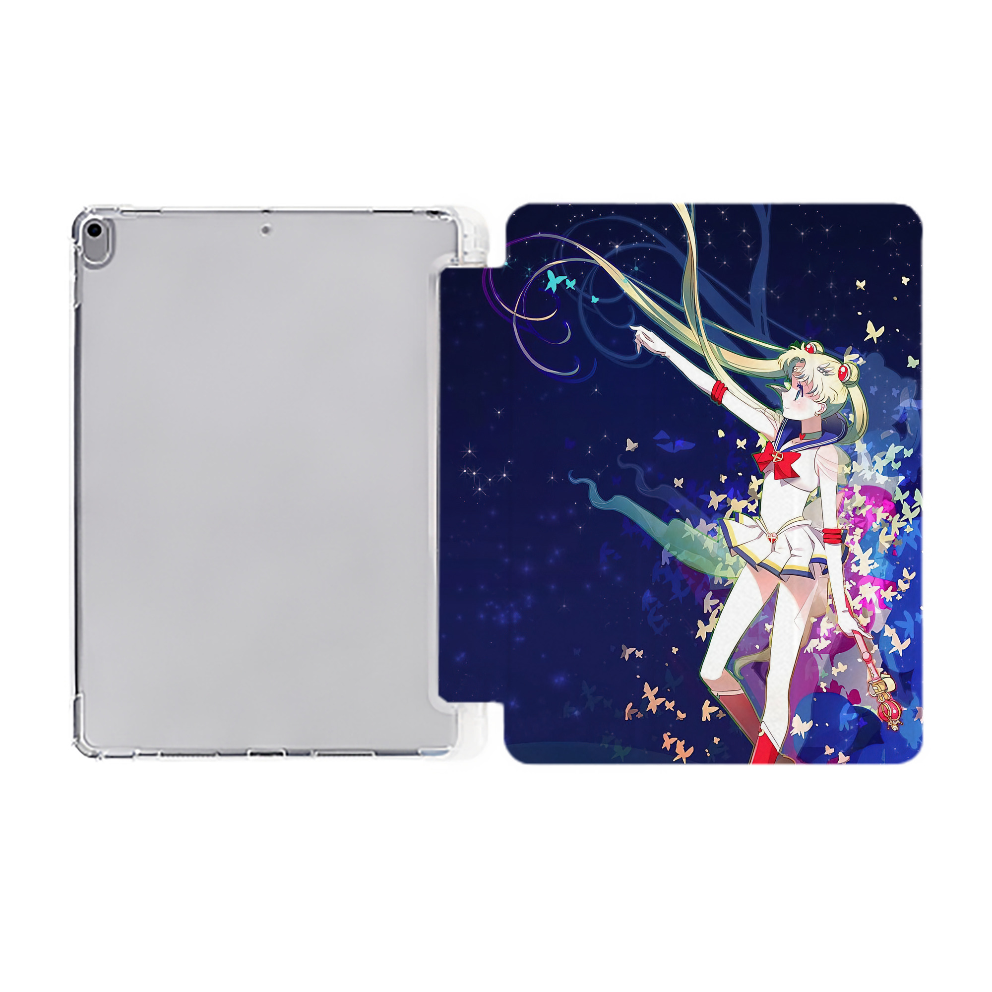 （画像用） 美少女戦士セーラームーン Sailor Moon IPad ケース ペン収納付き 三つ折りスタンド PUレザー×シリコン 対応機種9.5/10.5/10.9インチ